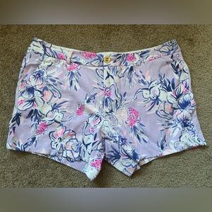GUC Lilly Pulitzer Callahan Stretch Short Size 12 Lavender Purple Pink White